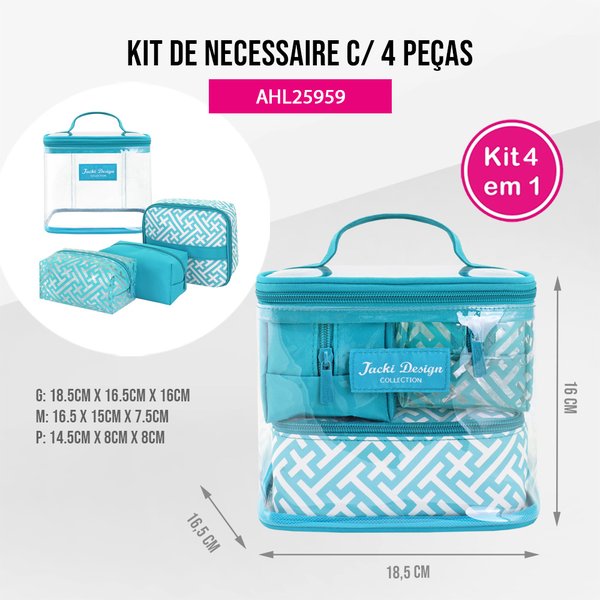 15 kit necessaire 4 pecas colecao diamantes jacki design